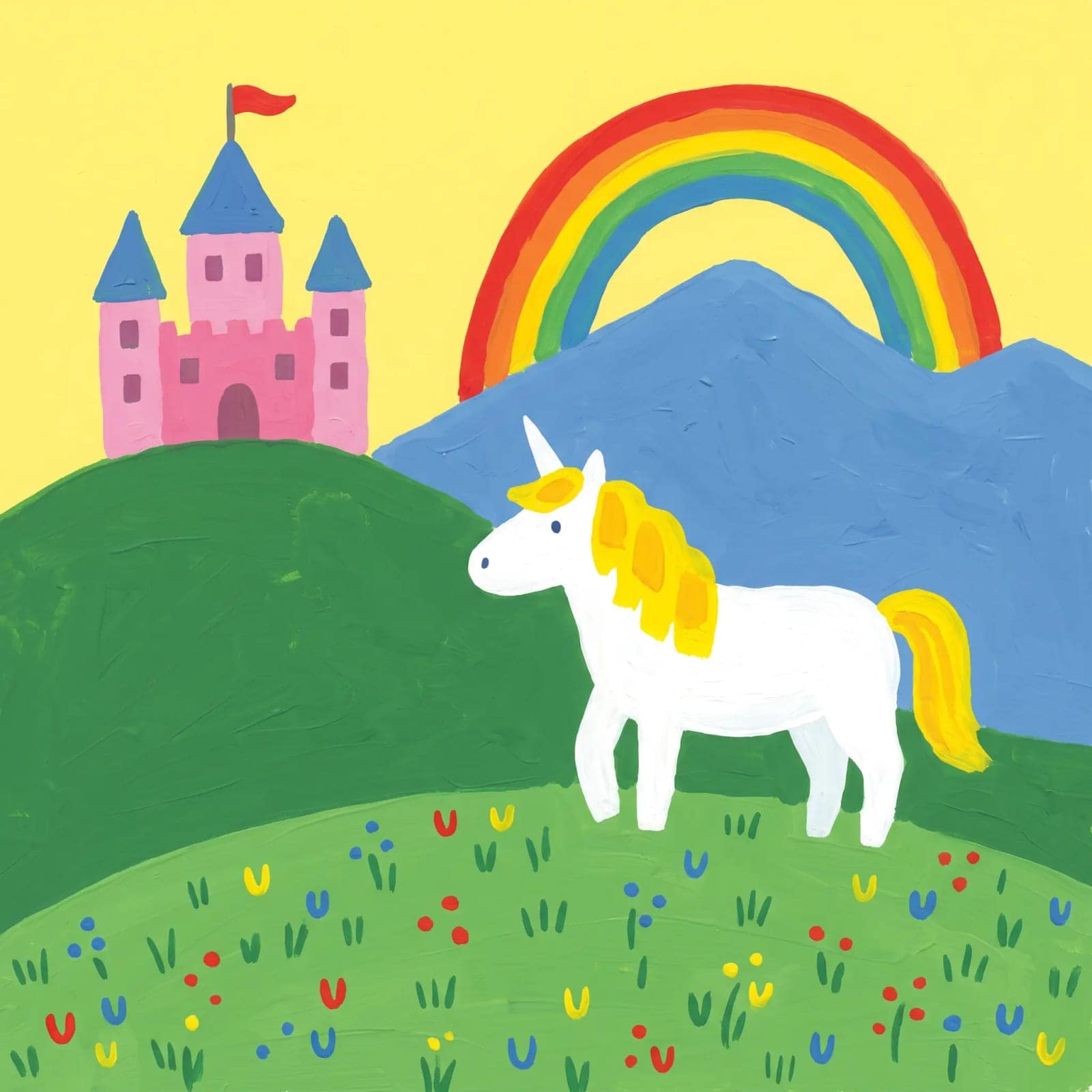 Bright Naive Kids Gouache, Saturated flat gouache, wonky drawing and a rainbow that means it