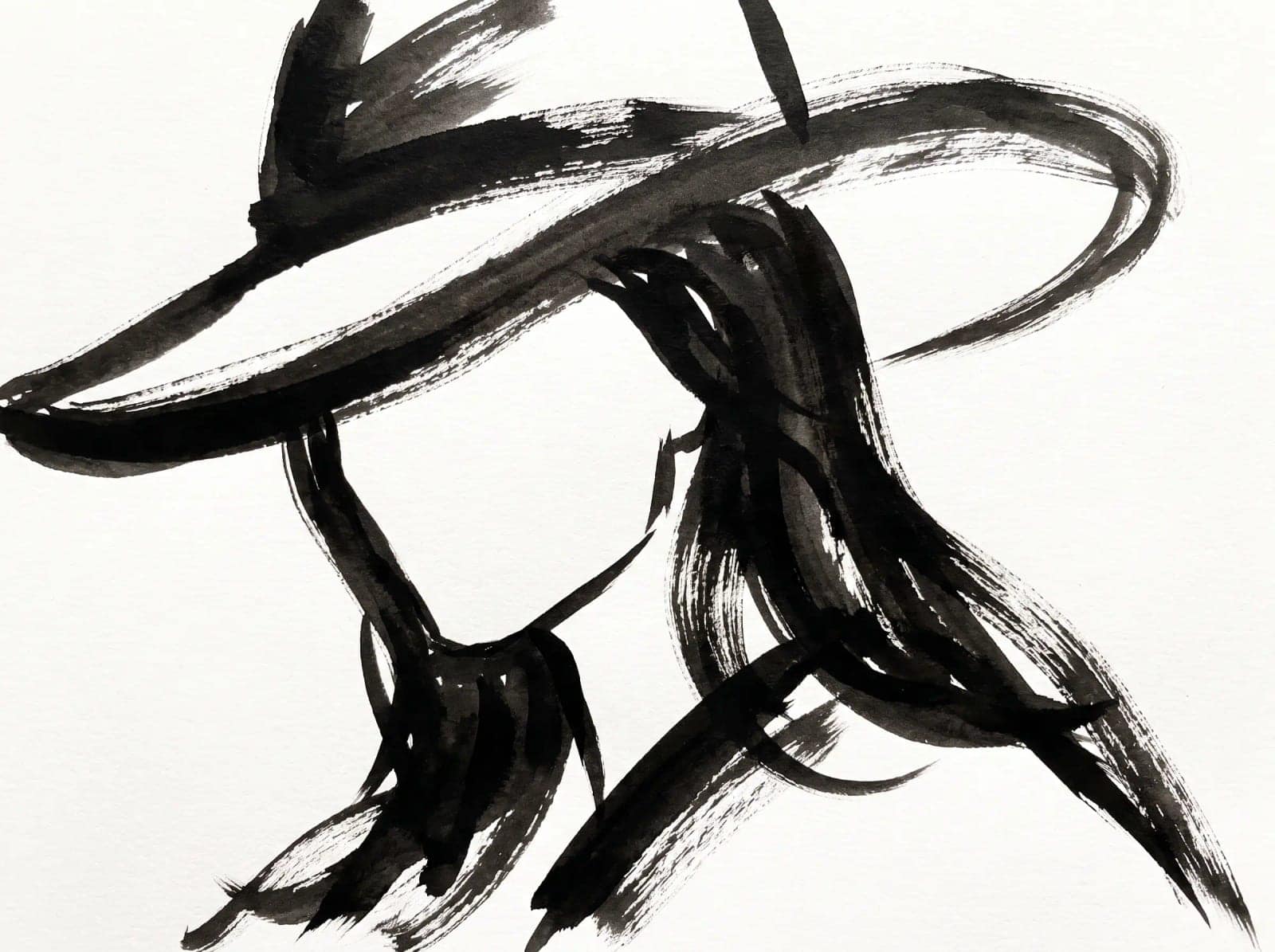 Brush Ink Fashion Sketch, A fashion figure caught in a few loaded brush strokes of one colour