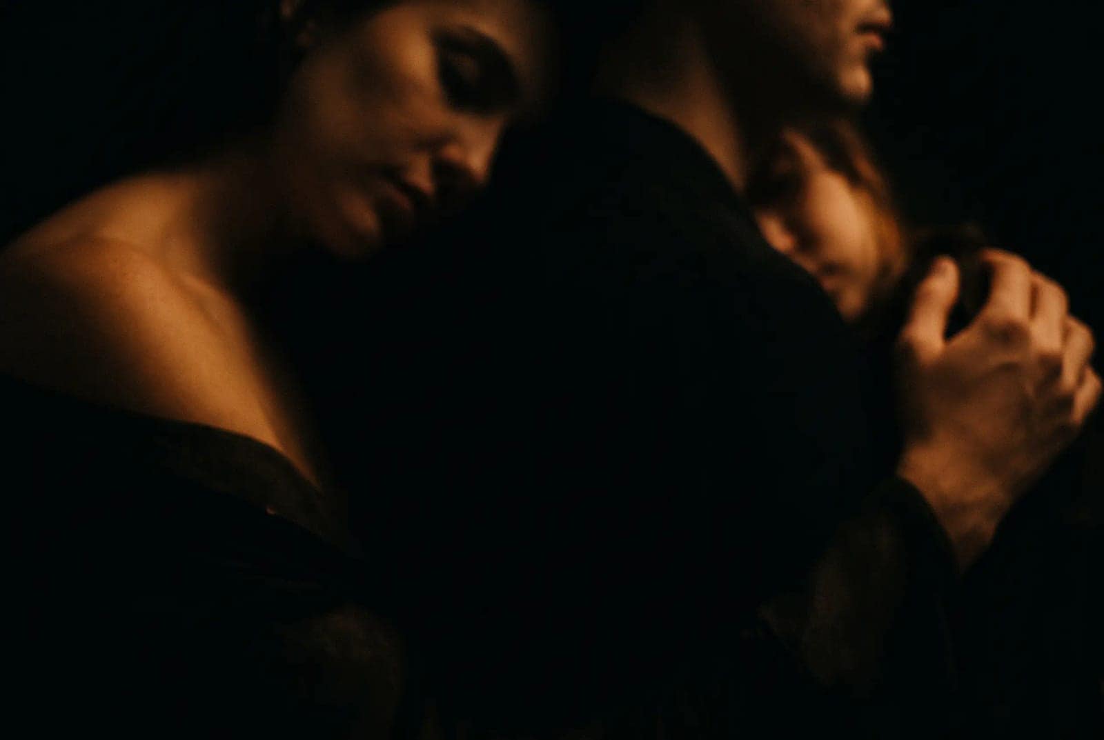 Chiaroscuro Figure Study, Figures emerging from near total darkness in one soft fall of light