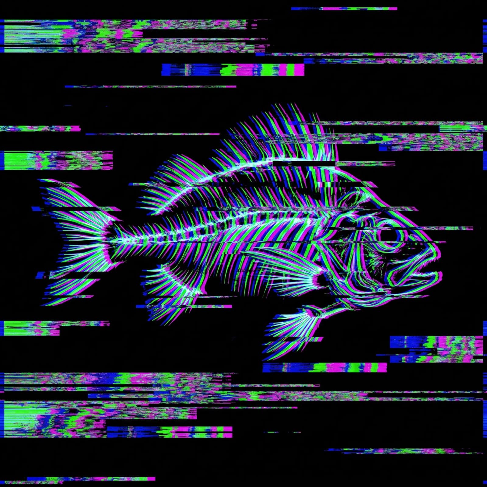 Chromatic Glitch Art, Split RGB channels, dragged pixels and something rotting at the centre