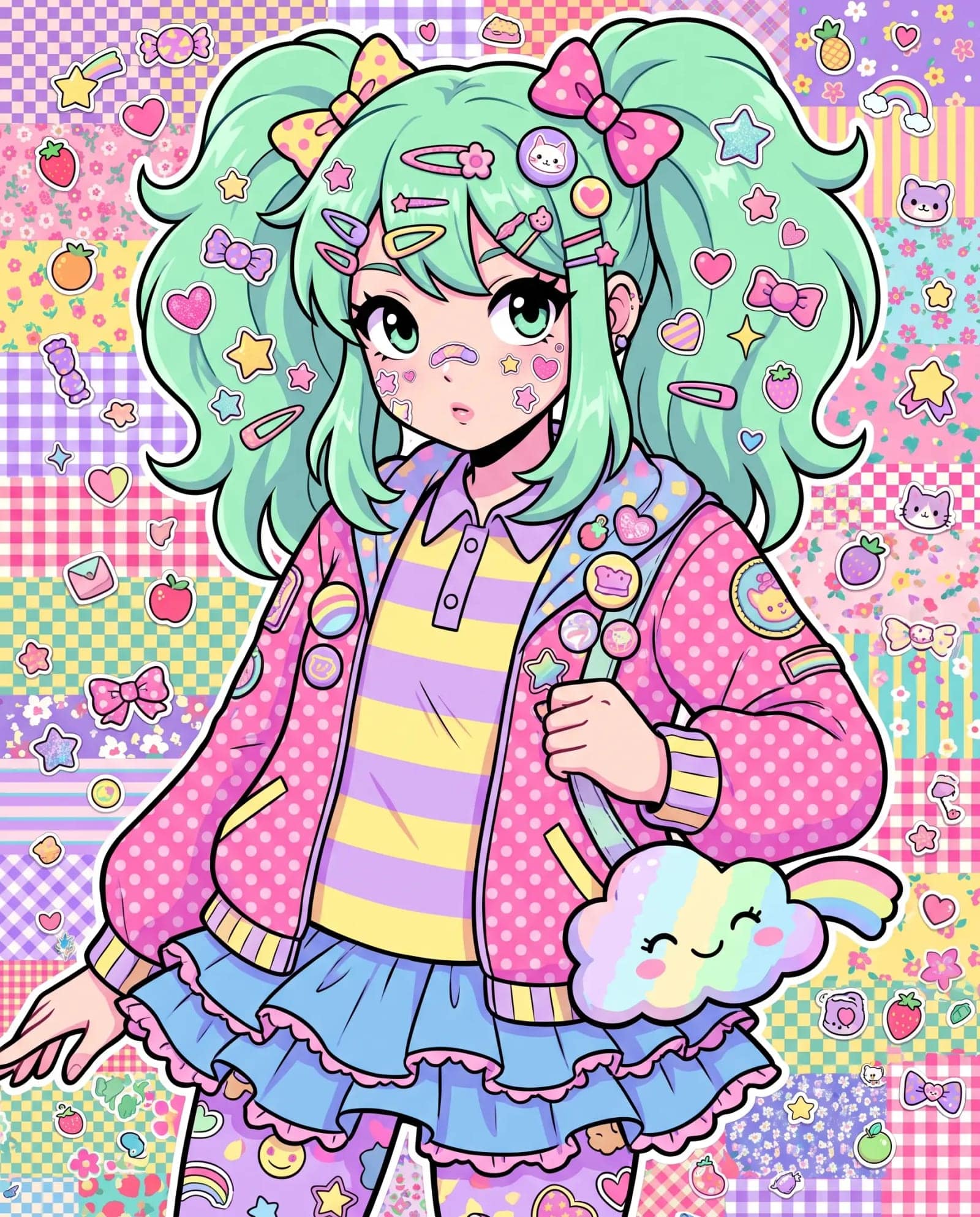 Decora Pop Anime, Anime maximalism: stickers, badges, clashing colour and no empty space