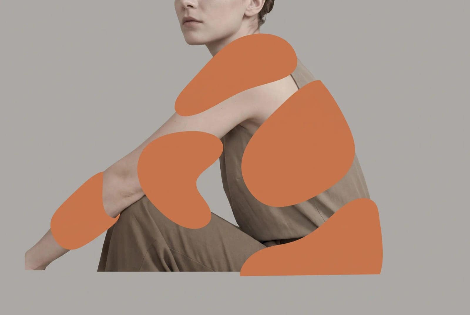 Digital Collage Portrait, A photographic portrait interrupted by smooth cut colour shapes