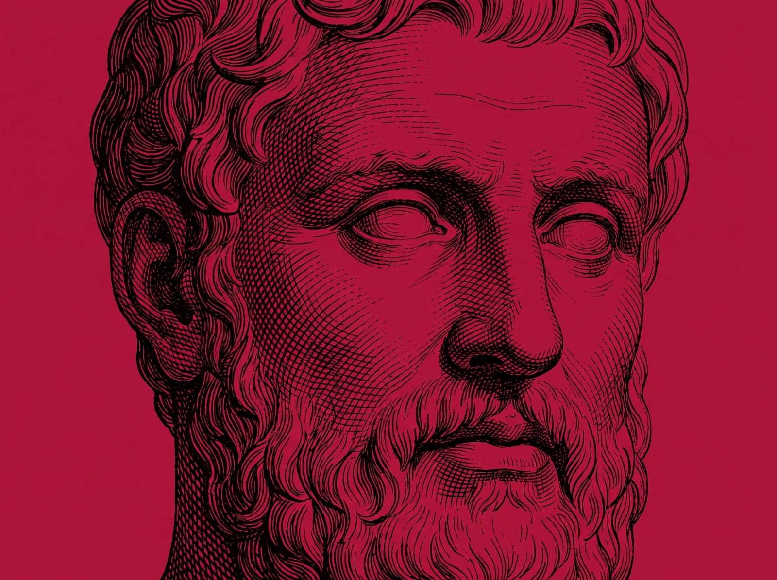 Engraving On Flat Colour, A fine engraved portrait line dropped onto a single flat bright ground