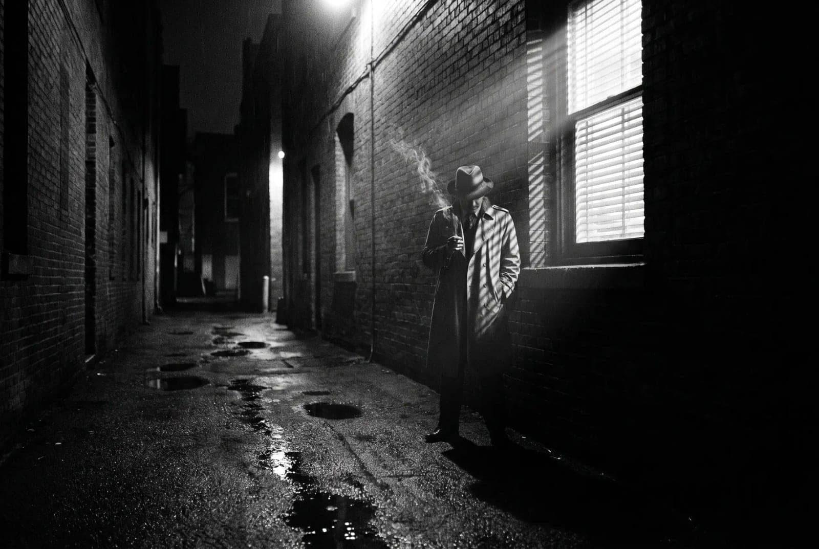 Film Noir Photography, One hard light, venetian blind shadows and a lot of black