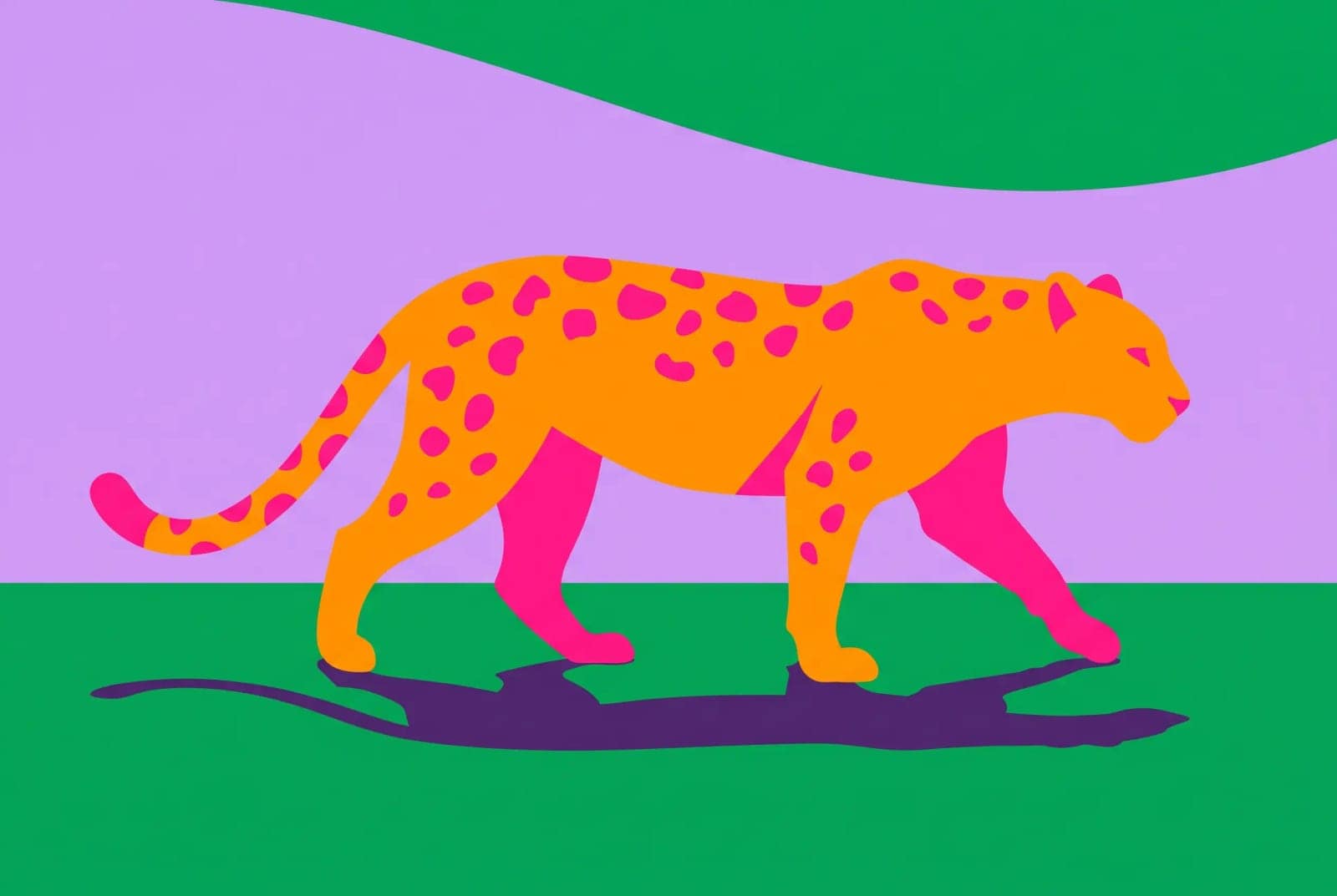Flat Vector Wildlife, An animal built from flat shapes in colours it has never been