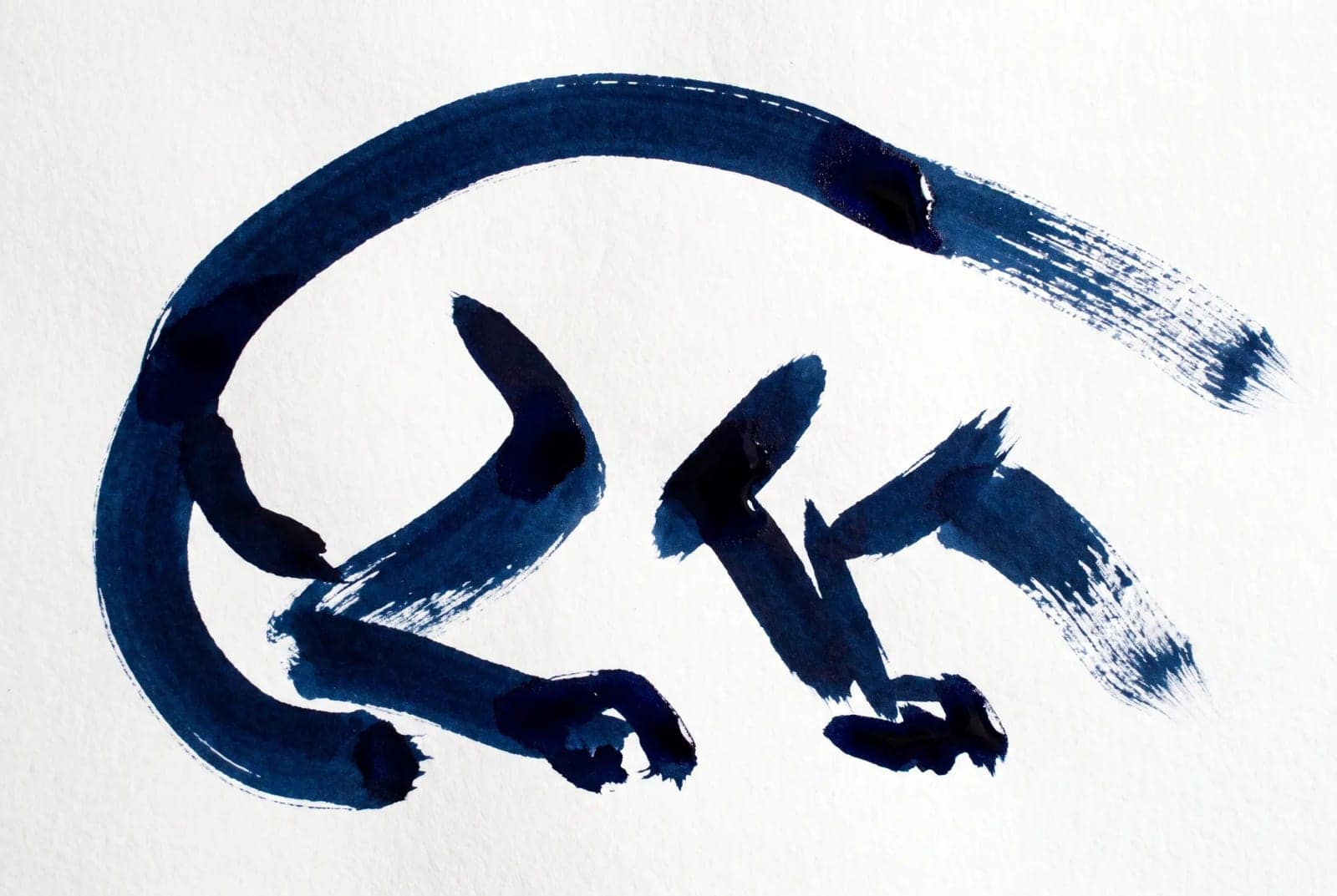 Ink Brush Abstract, A few loaded brush strokes that almost become an animal