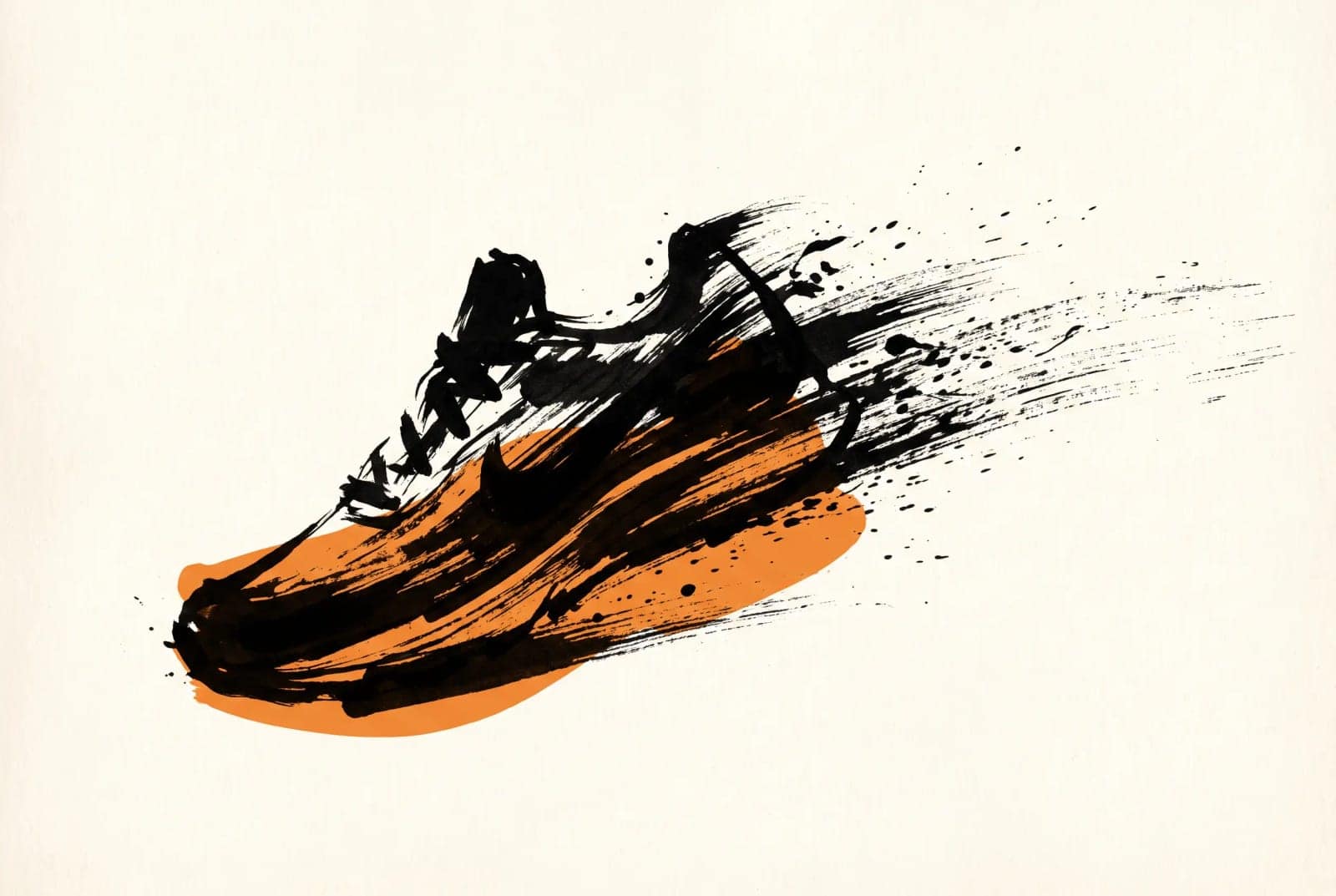 Ink Splash Sport Graphic, A brush loaded with black ink thrown at a shape until it becomes motion