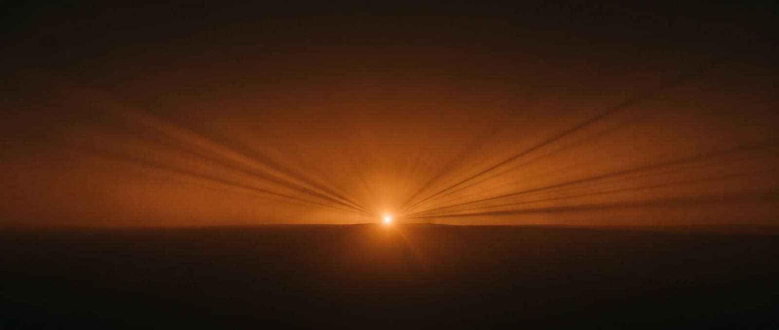 Light Ray Horizon, A single point of light throwing long rays across an empty horizon