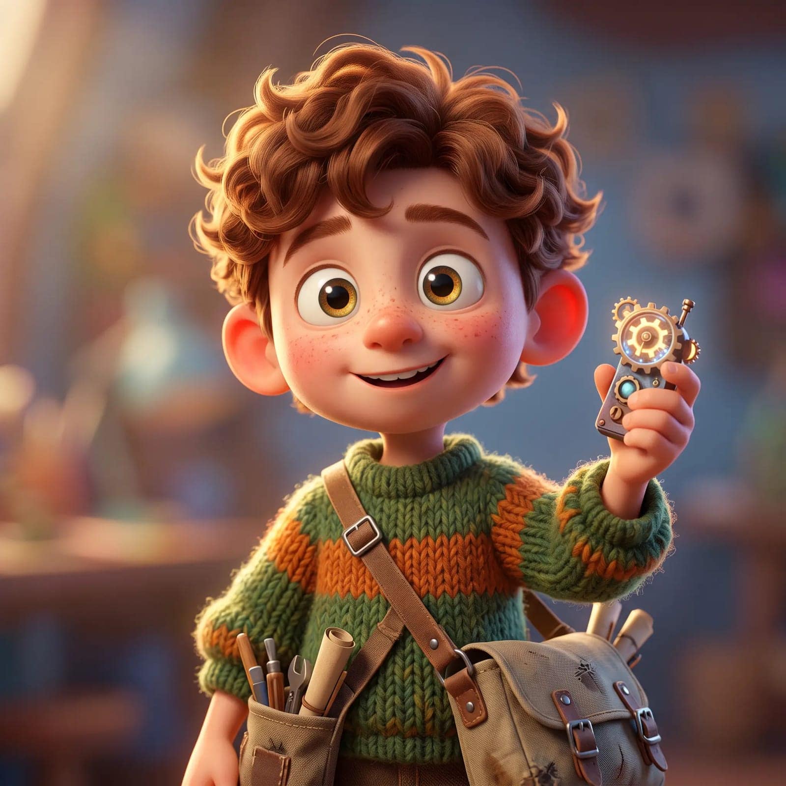 Modern 3D Animated Character, Big eyes, soft skin shading and lighting borrowed from a film set