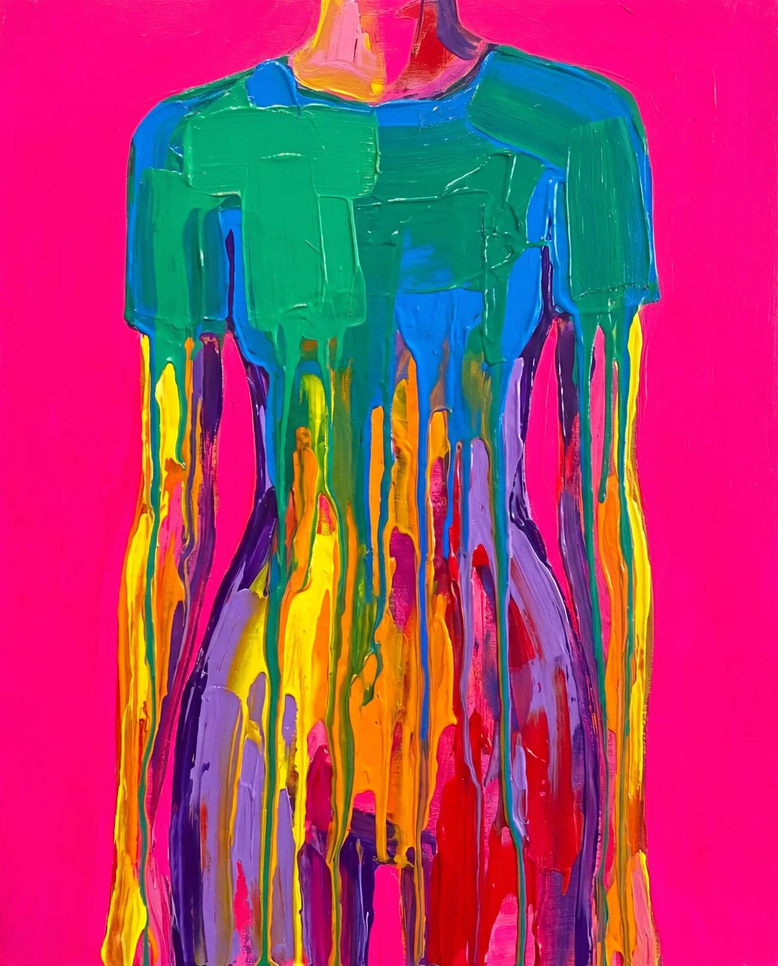 Paint Drip Fashion, A cropped figure where the clothing dissolves into running wet paint