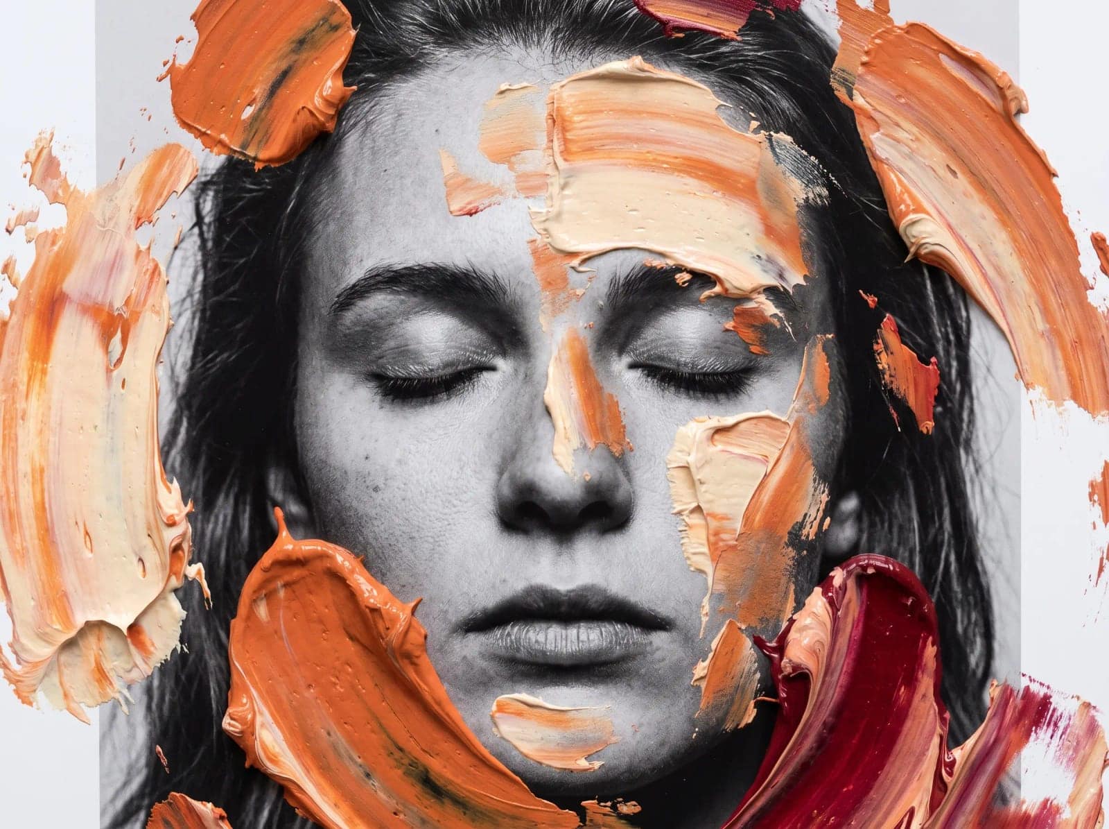 Painted Overlay Portrait, A photograph with paint dragged across it until the two argue