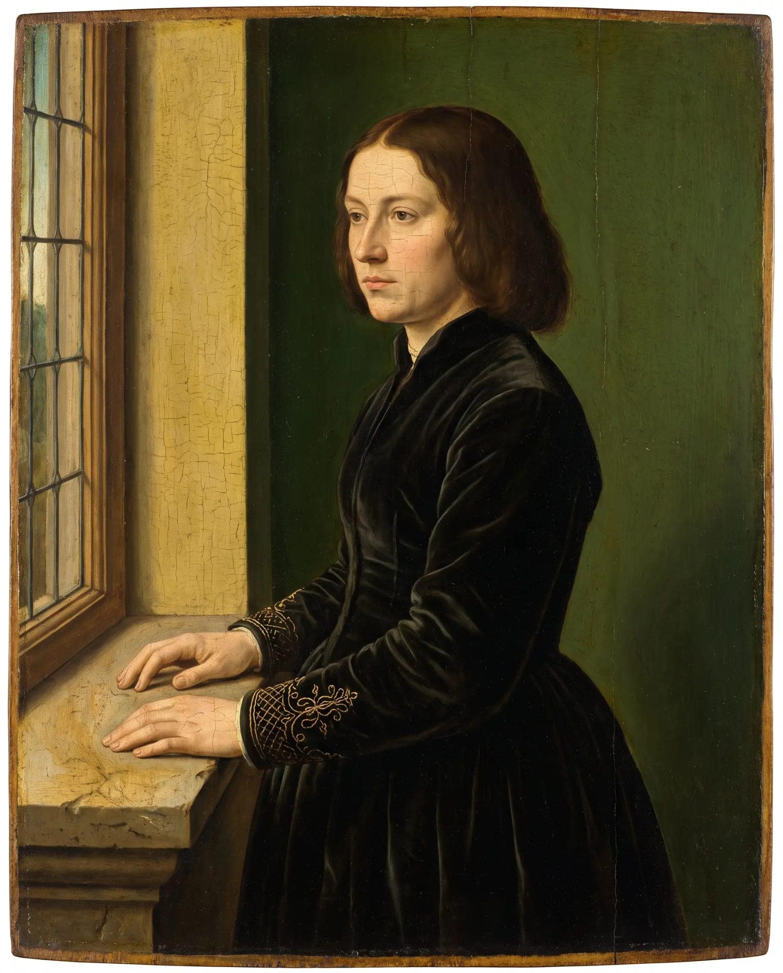 Renaissance Portrait, Oil on panel, one window of light and four hundred years of varnish