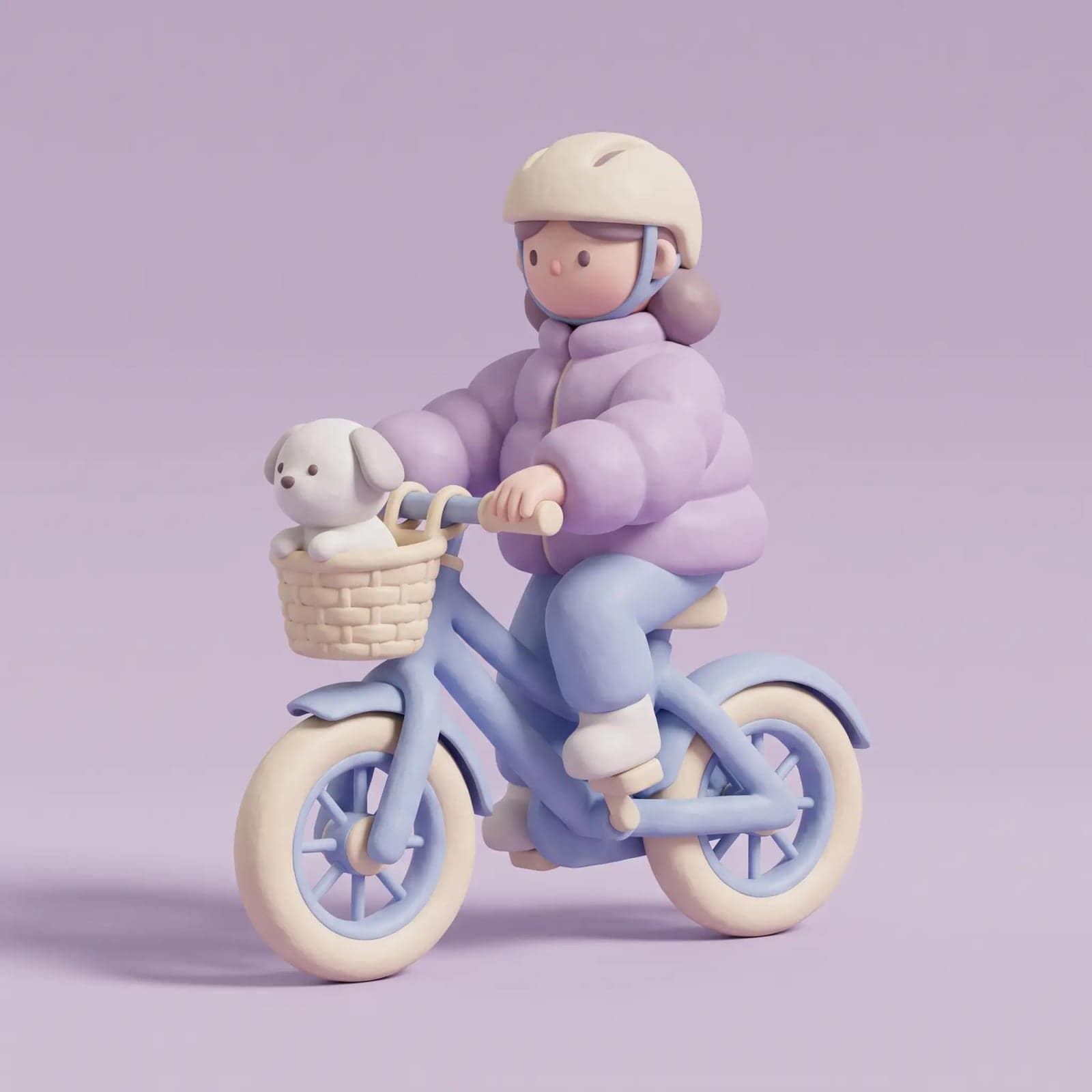 Soft 3D Pastel Render, Rounded forms, matte pastel surfaces and lighting with no hard shadows
