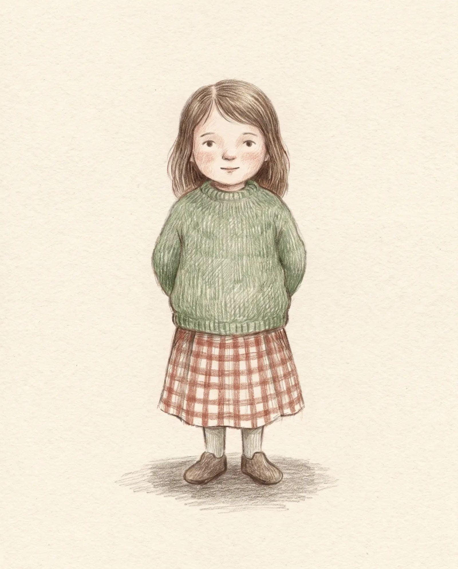 Textured Pencil Storybook, Coloured pencil grain, muted palette and a child drawn with real care