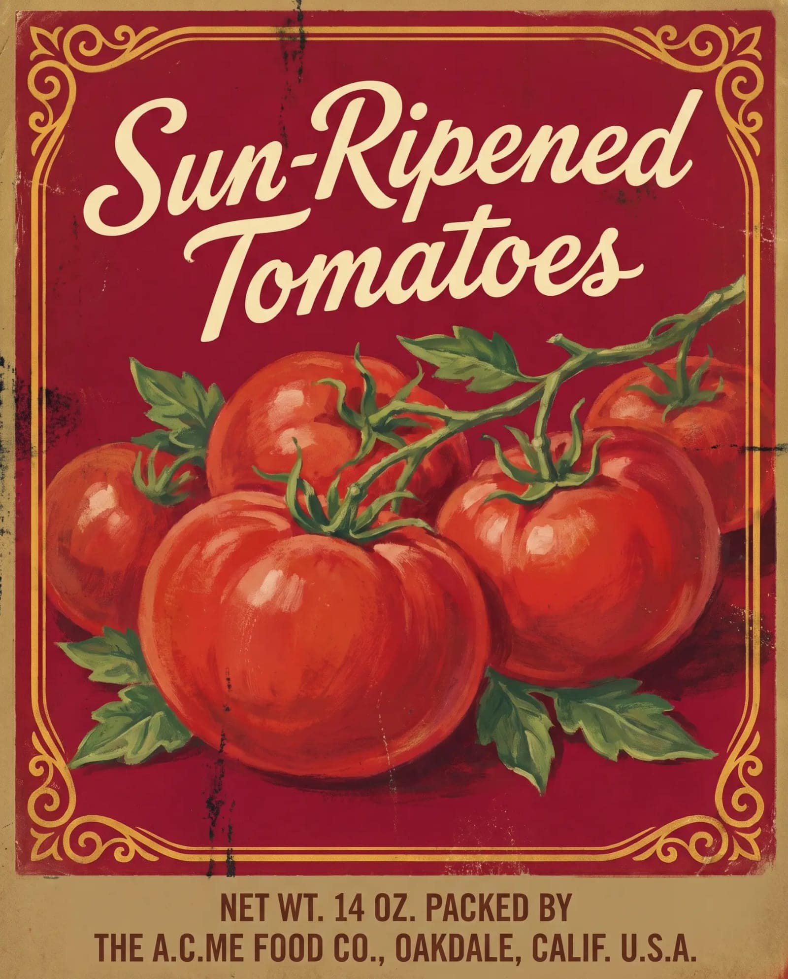 Vintage Food Packaging, Painted produce, a friendly serif and a tin that has been on a shelf