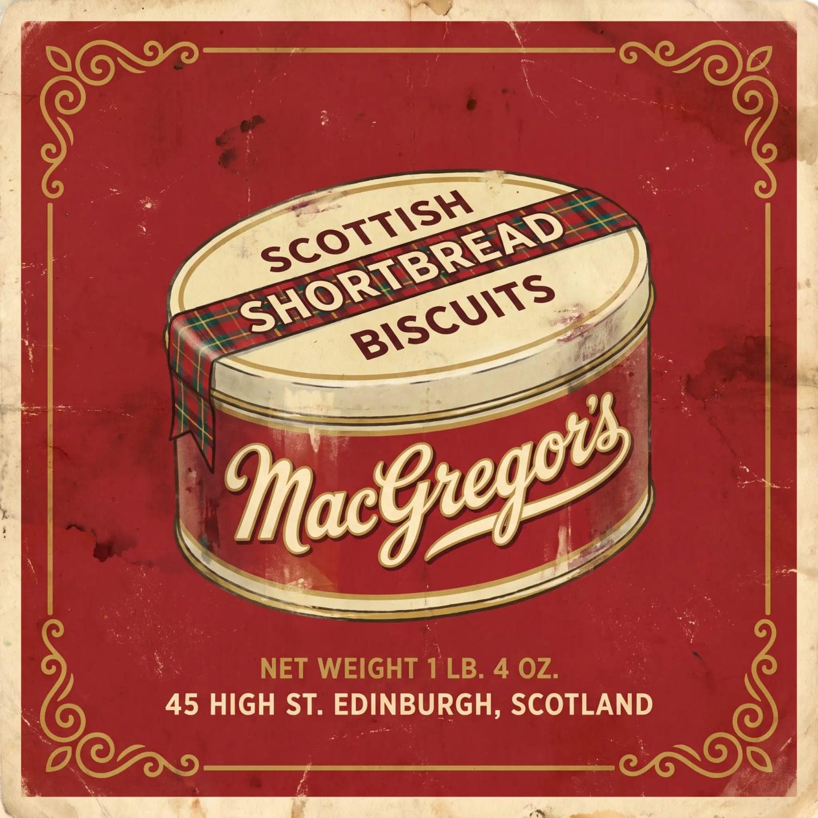Vintage Food Packaging, Painted produce, a friendly serif and a tin that has been on a shelf
