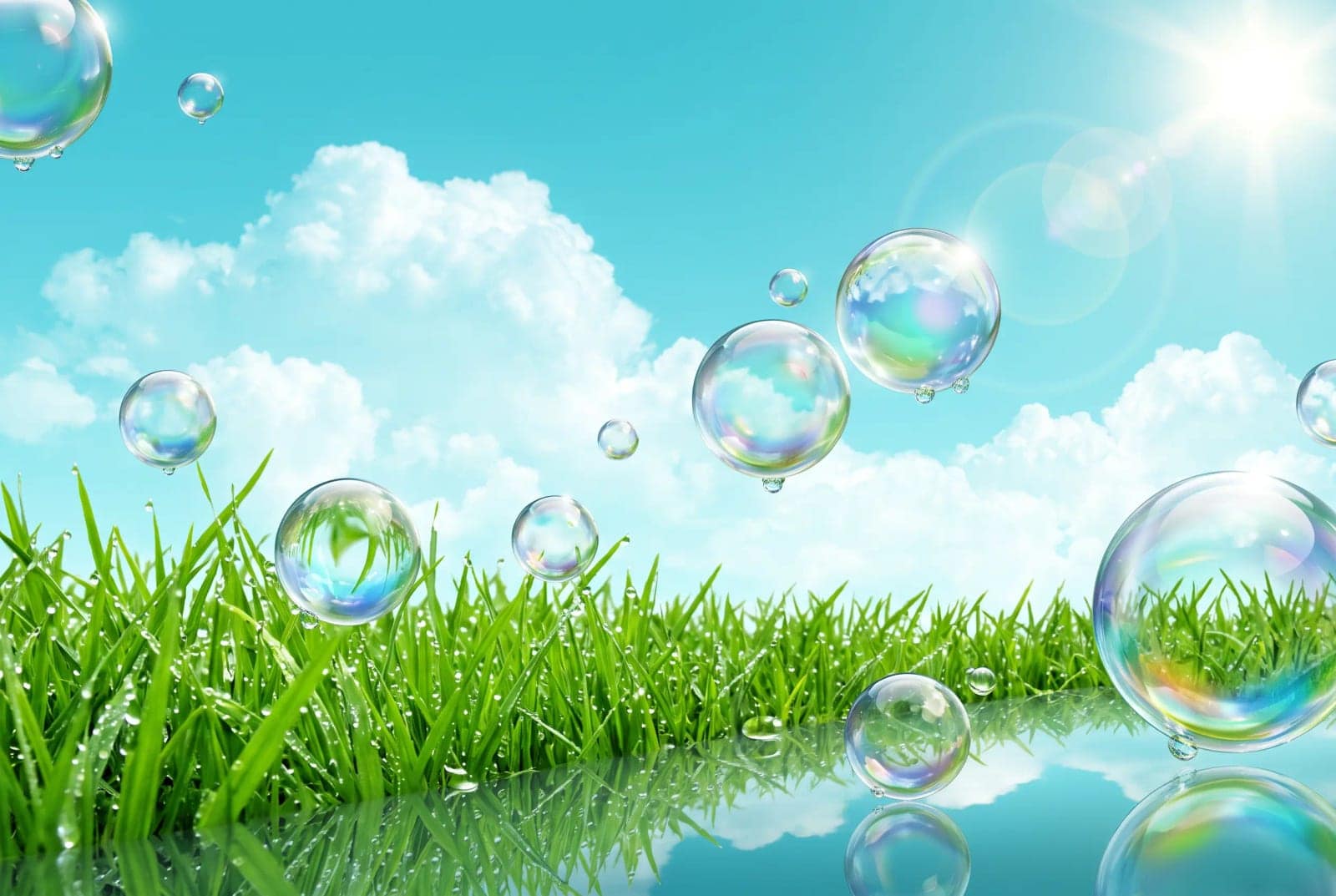 Y2K Frutiger Aero, Glossy bubbles, wet grass and the optimism of an operating system wallpaper